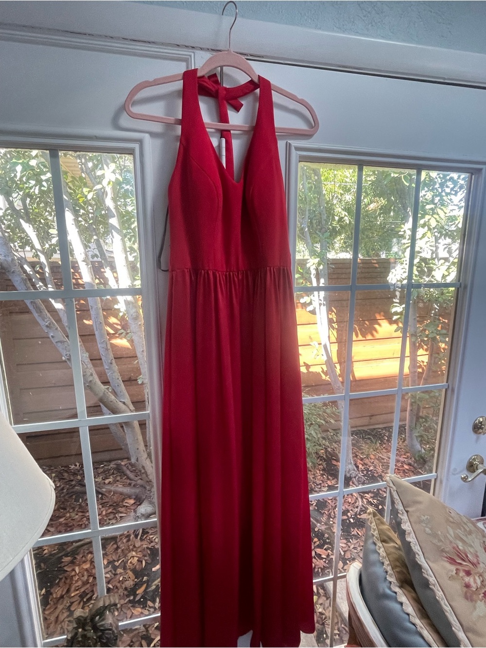Red Halter Maxi Dress White by Vera Wang Sz 6